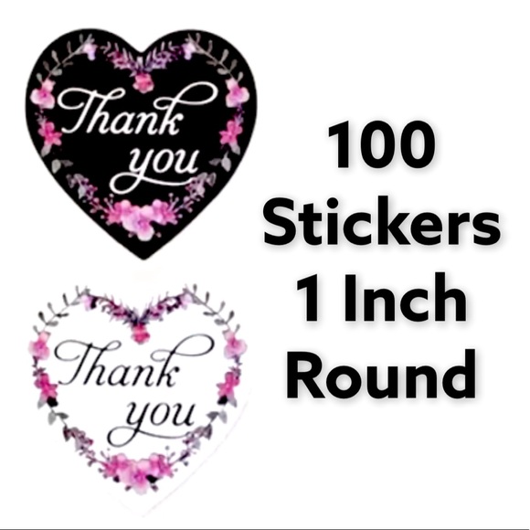 Other - 100 Thank You Stickers Pack 1” Round PRICE IS FIRM Heart